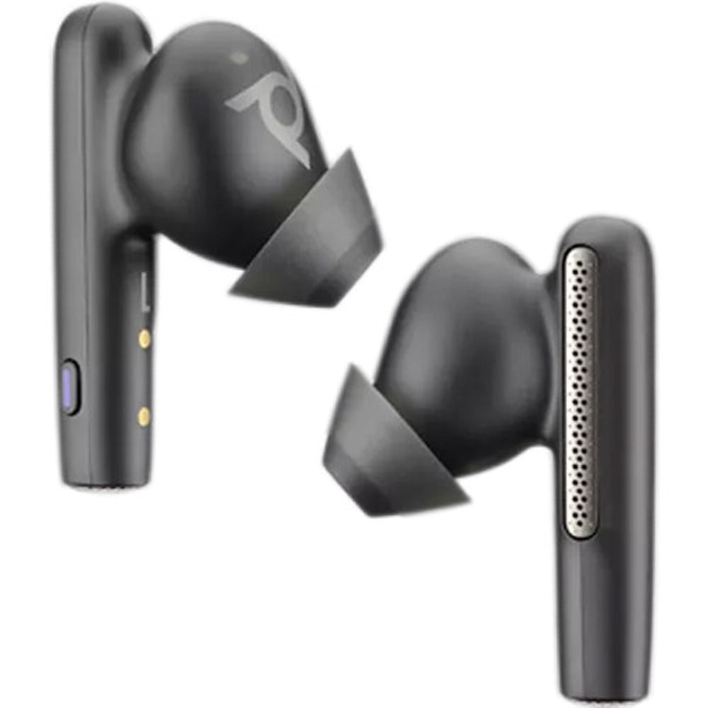 Poly Voyager Free 60+ UC Wireless Earbuds (USB-A Dongle, Carbon Black) & Charging Case w/ Touchscreen