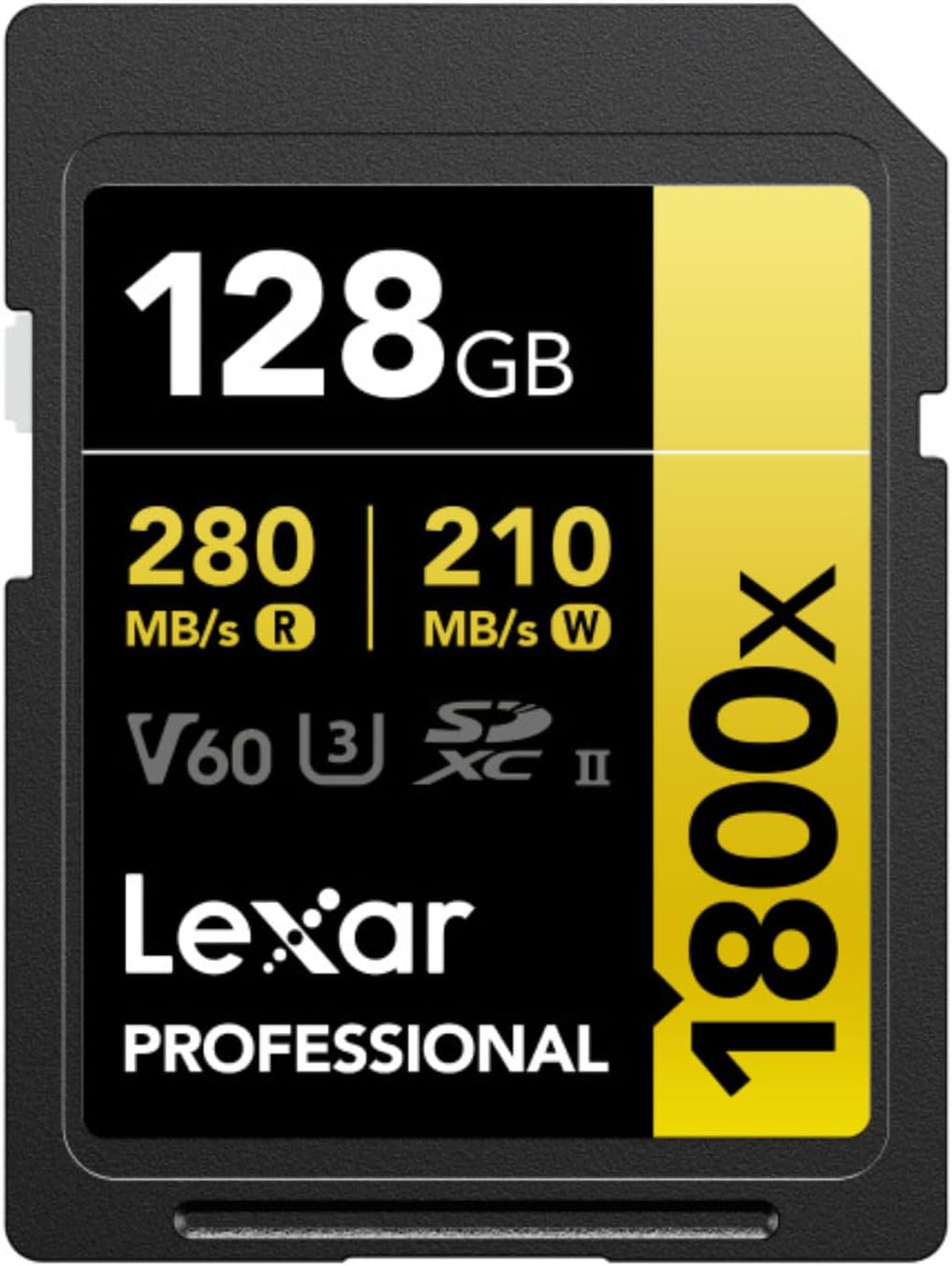 Lexar 128GB Professional 1800x UHS-II SDXC V60 Rated 4K Video Capture Memory Card (GOLD Series)