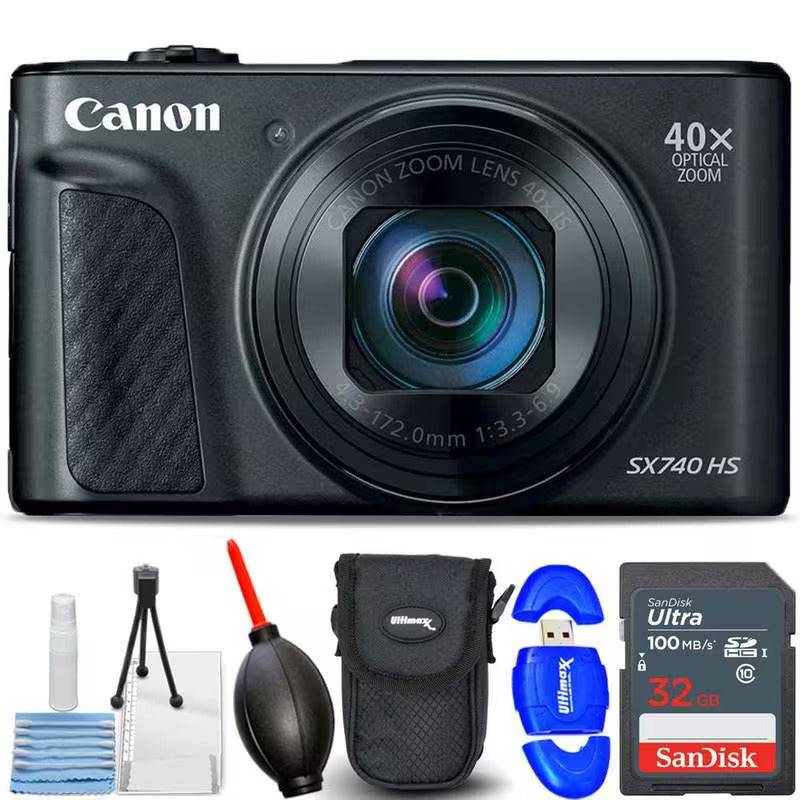 Canon PowerShot SX740 HS Digital Camera (Black) - 7PC Accessory Bundle