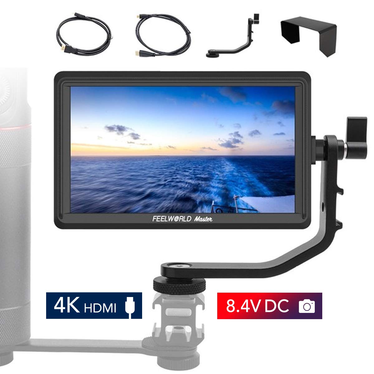Feelworld Master MA6F 5.5" DSLR Monitor 4K HDMI 8.4V DC in/Out, Full HD 1920x720p LCD Camera Field Monitor Tilt Arm Included