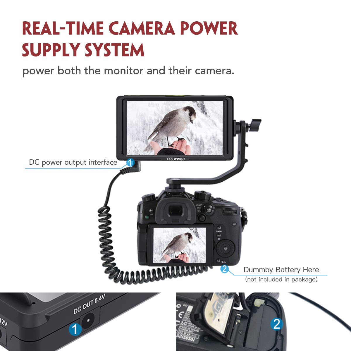Feelworld Master MA6F 5.5" DSLR Monitor 4K HDMI 8.4V DC in/Out, Full HD 1920x720p LCD Camera Field Monitor Tilt Arm Included