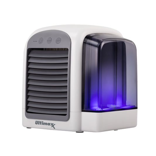 Ultimaxx CORDLESS, Portable Mini Air Conditioner with 3 Speeds - 2022 Personal Air Conditioner Cooling Fan is Whisper-Quiet & Doubles as a Dehumidifier for Bedroom, Office/Desk, Camping & More