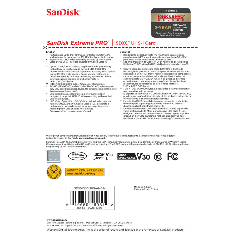 SanDisk 128GB Extreme PRO 170MB/s