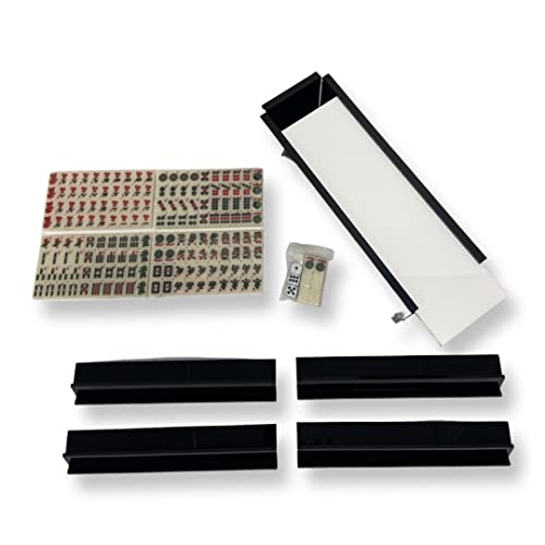 Mahjong - Black w White Cover - matching Black racks, ivory pieces