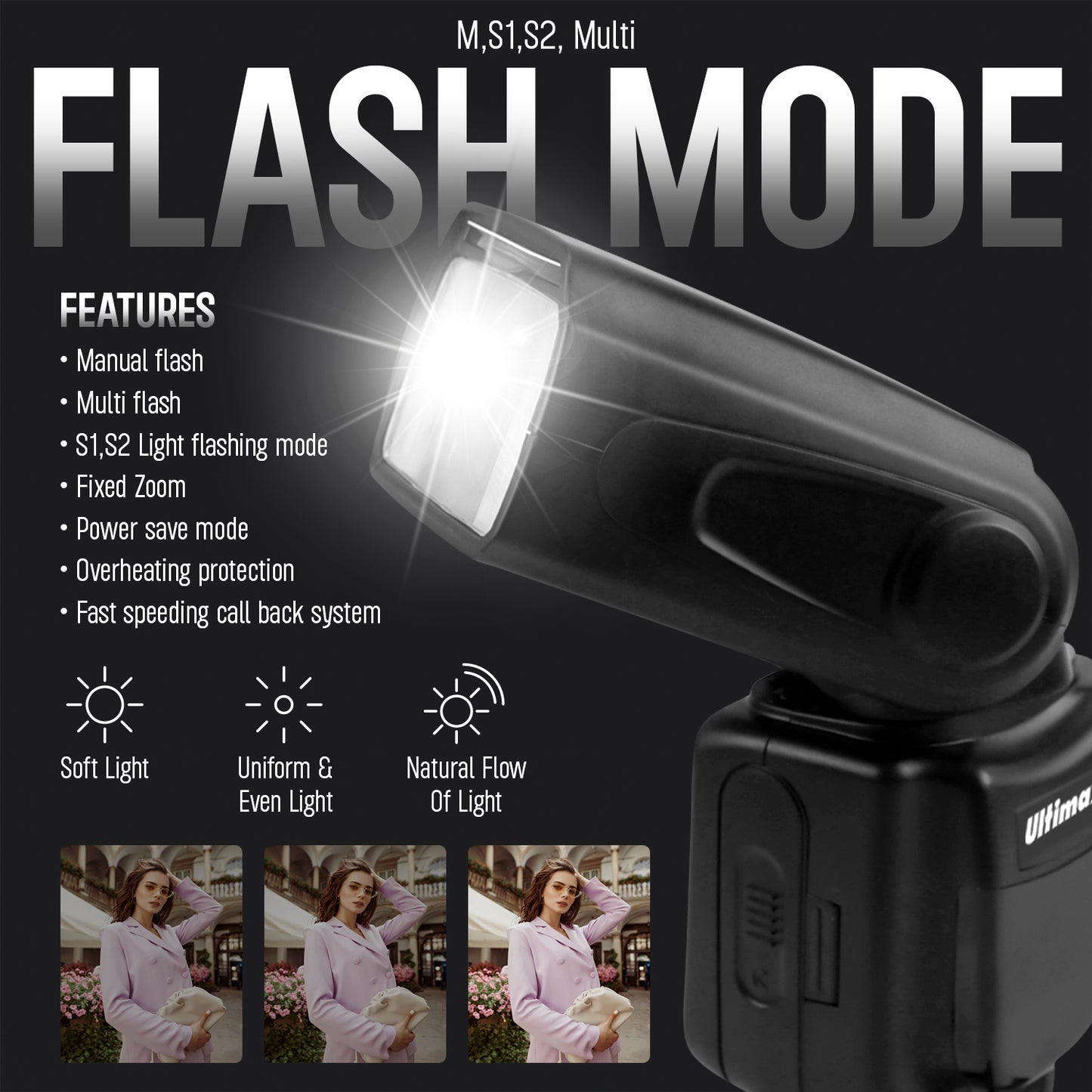 Ultimaxx Auto Flash w/ LCD Display, Slave Mode, Carry Pouch