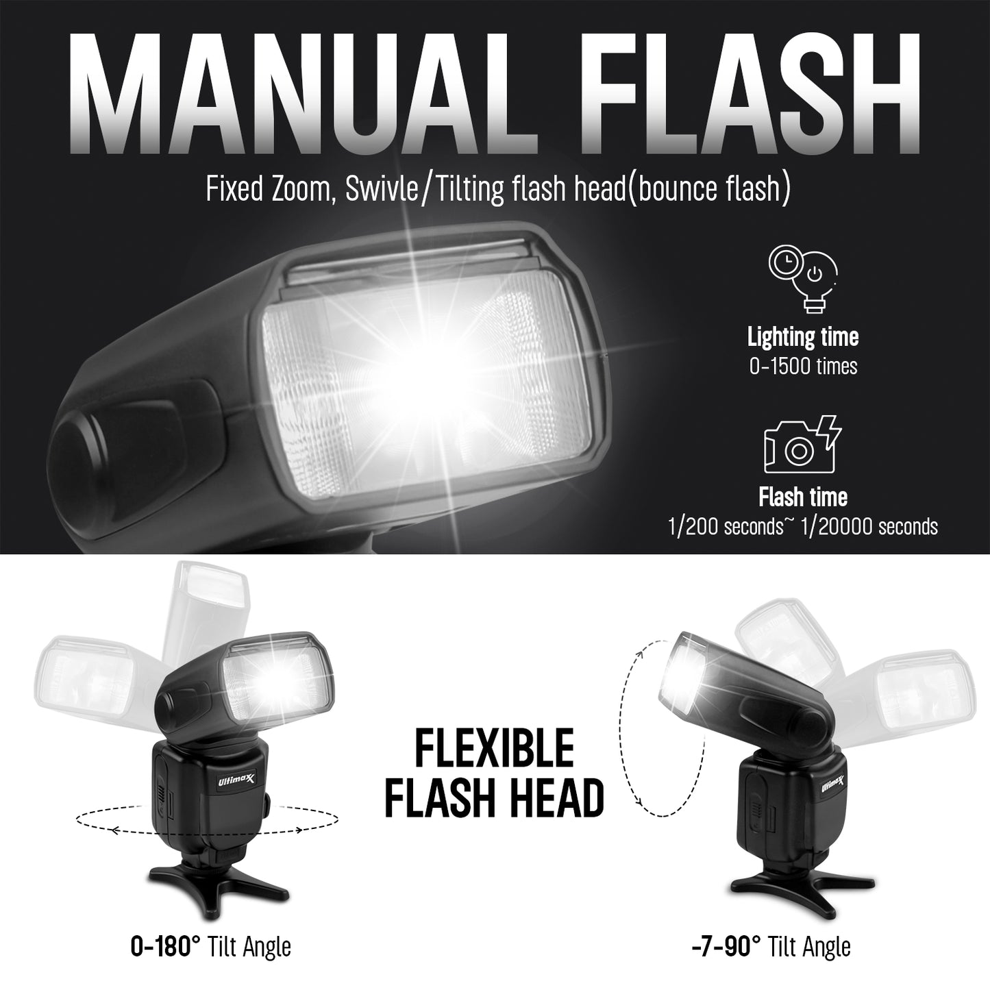 Ultimaxx Auto Flash w/ LCD Display, Slave Mode, Carry Pouch