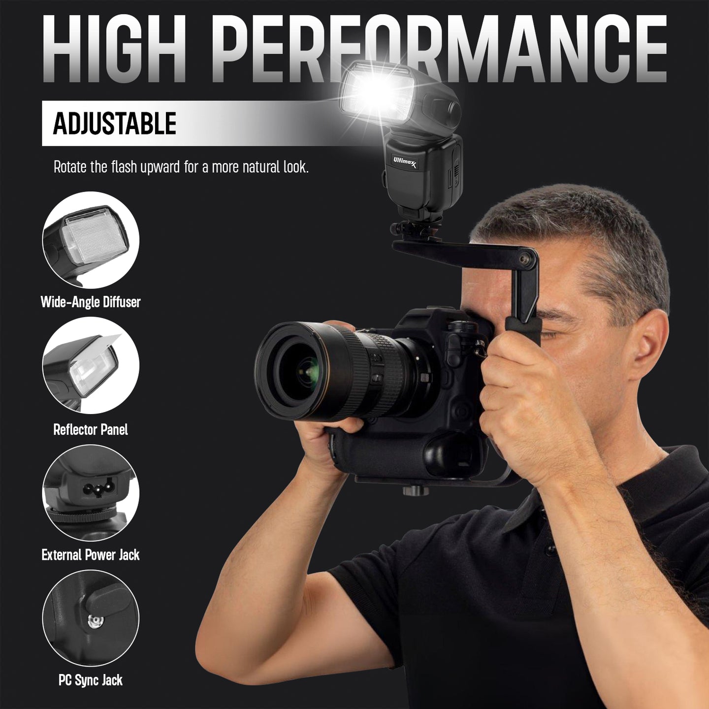 Ultimaxx Auto Flash w/ LCD Display, Slave Mode, Carry Pouch