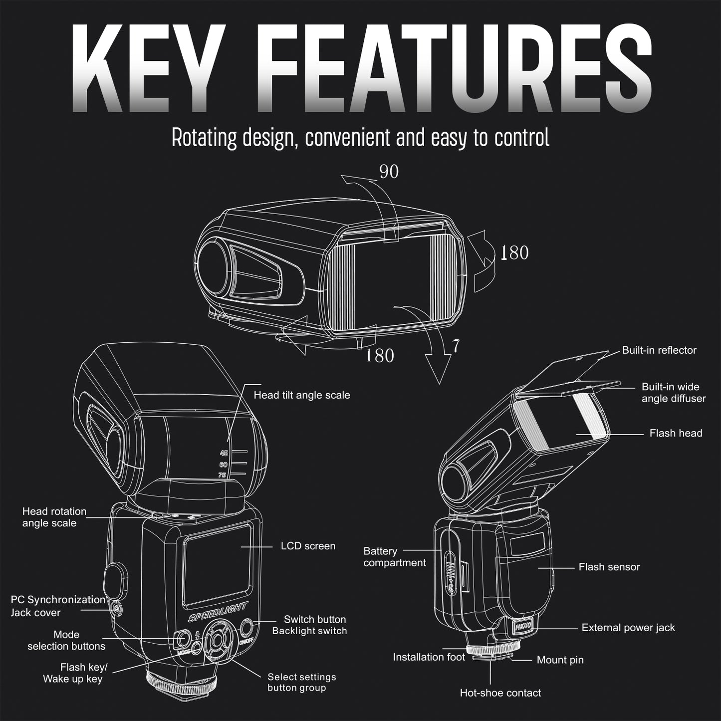 Ultimaxx Auto Flash w/ LCD Display, Slave Mode, Carry Pouch