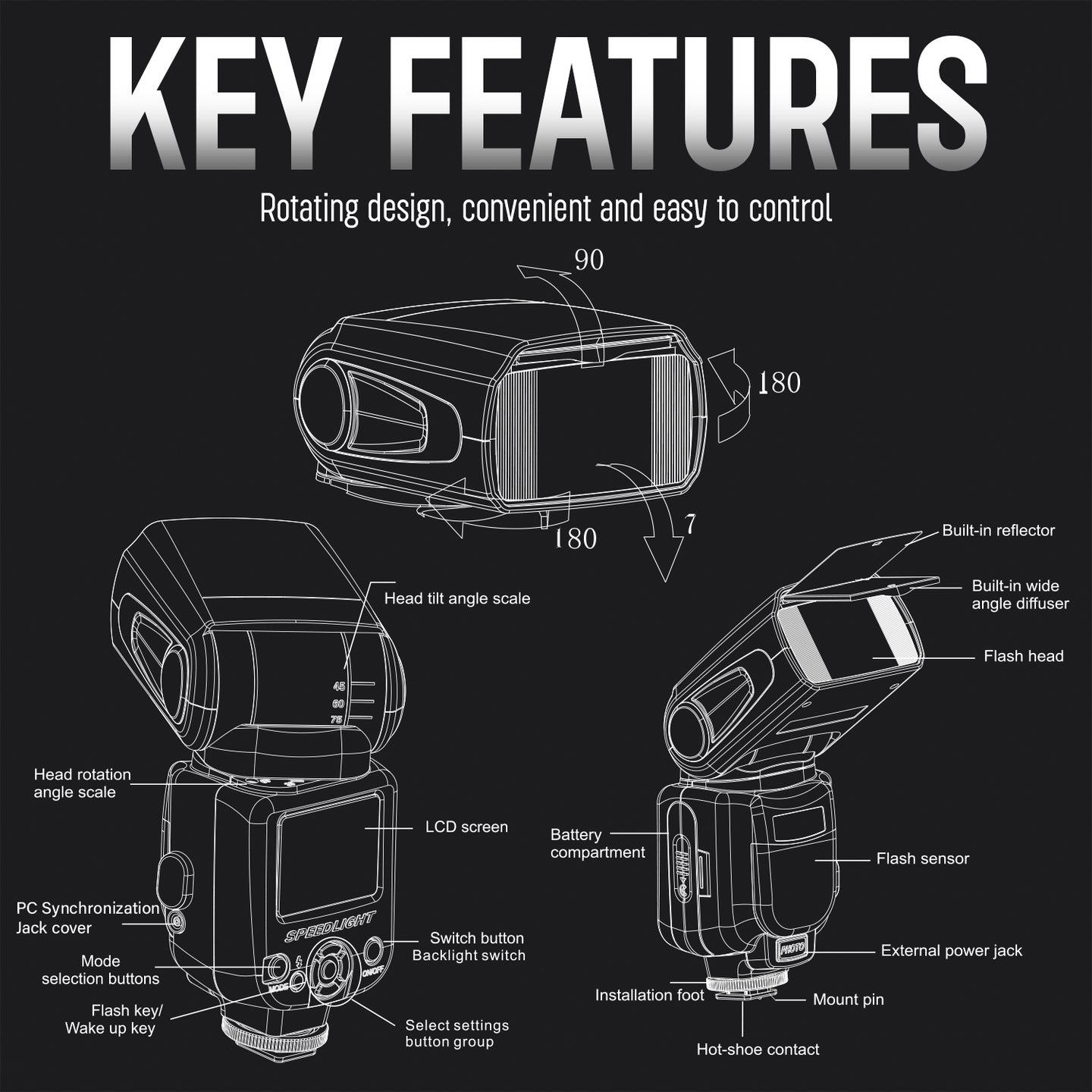 Ultimaxx Auto Flash w/ LCD Display, Slave Mode, Carry Pouch