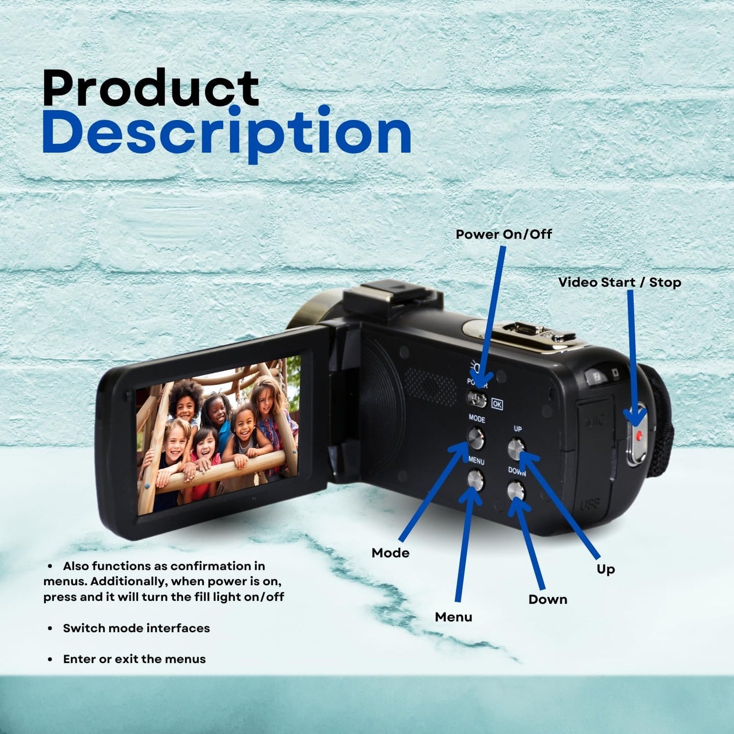 GeniusTech Digital Video Camera, 42MP w/ 32GB SD Card, Remote, Case, USB Cable