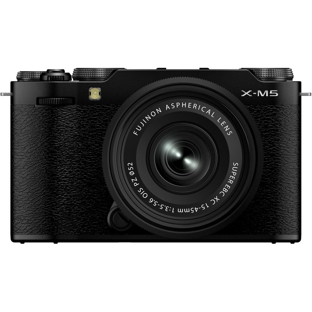 Fujifilm X-M5 Mirrorless Camera with XC 15-45mm f/3.5-5.6 Lens (Black) Bundle with Flexible Tripod, 64GB SD Card & Additional Accessories
