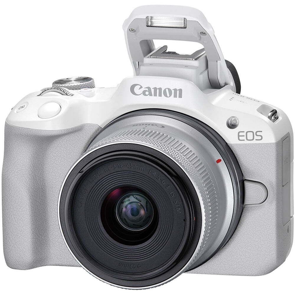 Canon EOS R50 Mirrorless Camera w/ 18-45mm and 55-210mm Lenses (White)