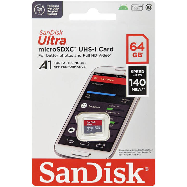 SanDisk 64GB Micro Ultra 140MB/s [NO ADAPTER]