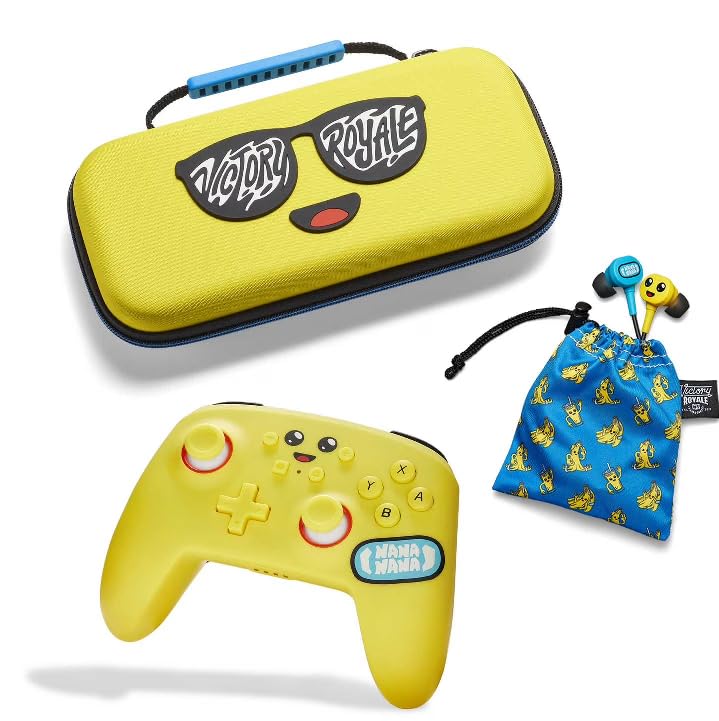 Fumfie PowerA Fortnite Peely Pack for Nintendo Switch, Enhanced Wireless Controller with Mappable Buttons, Protection Case, Earbuds, Officially Licensed Bundle