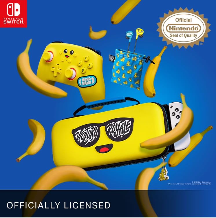 Fumfie PowerA Fortnite Peely Pack for Nintendo Switch, Enhanced Wireless Controller with Mappable Buttons, Protection Case, Earbuds, Officially Licensed Bundle