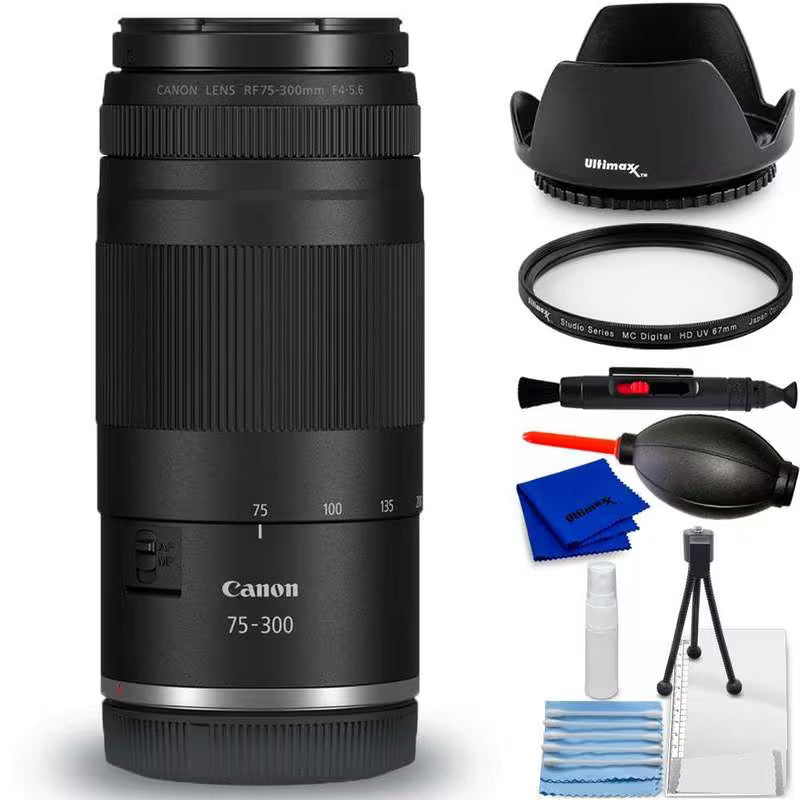 Canon RF 75-300mm f/4-5.6 Lens - 7PC Accessory Bundle