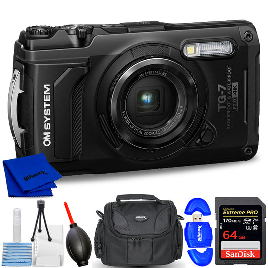 OM SYSTEM Tough TG-7 Digital Camera (Black) Bundle 1