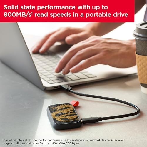 Sandisk 1TB Portable SSD, Dragon Edition, Up to 800MB/s Read Speeds