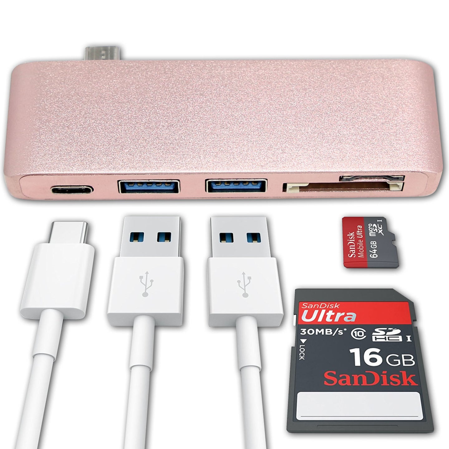 ULTIMAXX USB 3.0 TYPE-C HUB-ROSE