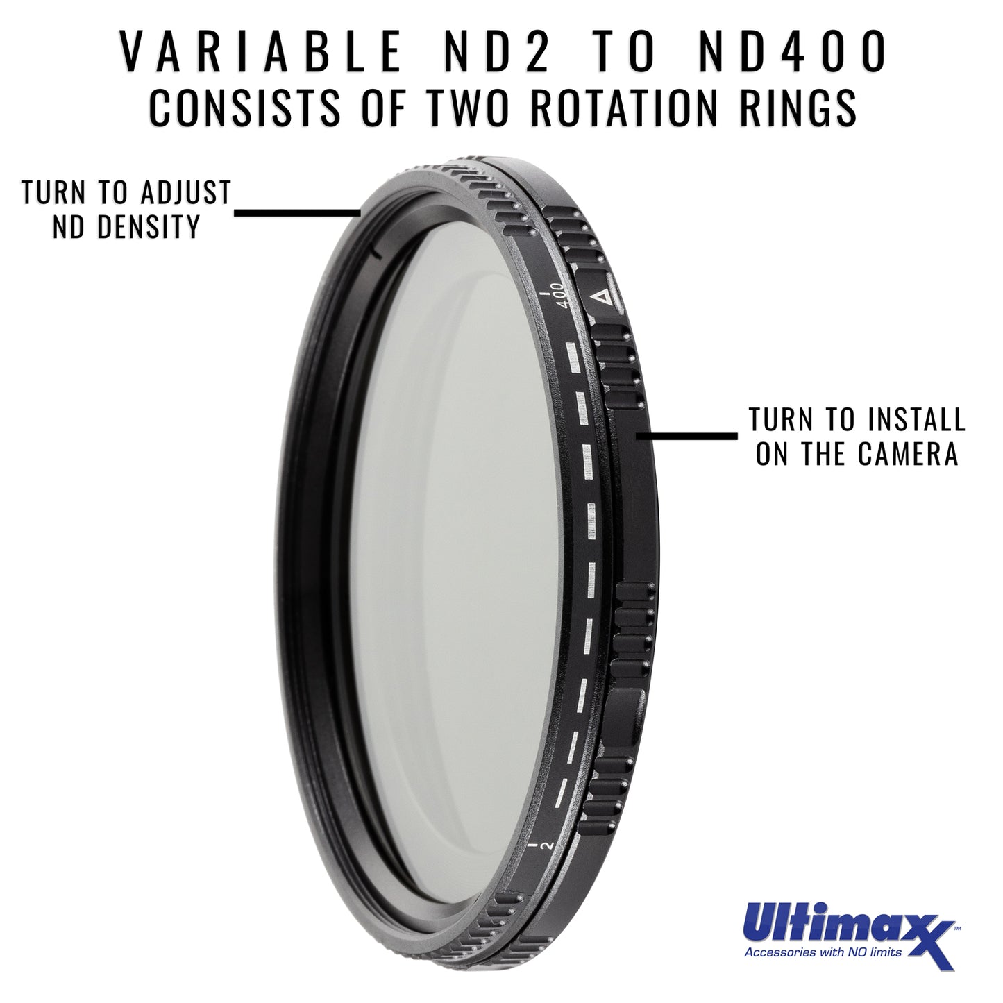 ULTIMAXX 62mm VARIABLE NEUTRAL DENSITY FILTER ND2-ND400