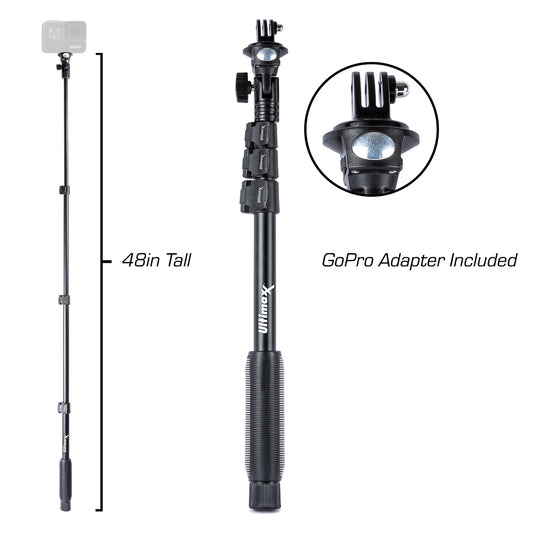 Ultimaxx 48 Monopod / Selfie Stick with Adapter for GoPro / Go-Pro / Action Camera