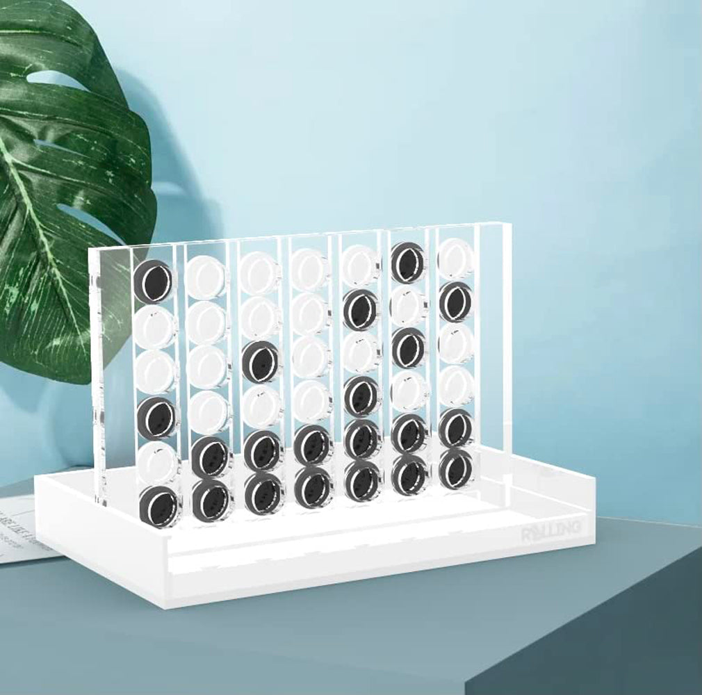 Lucite Acrylic Four in A Row Game - Premium Connect 4 Board and Chips (Clear White)