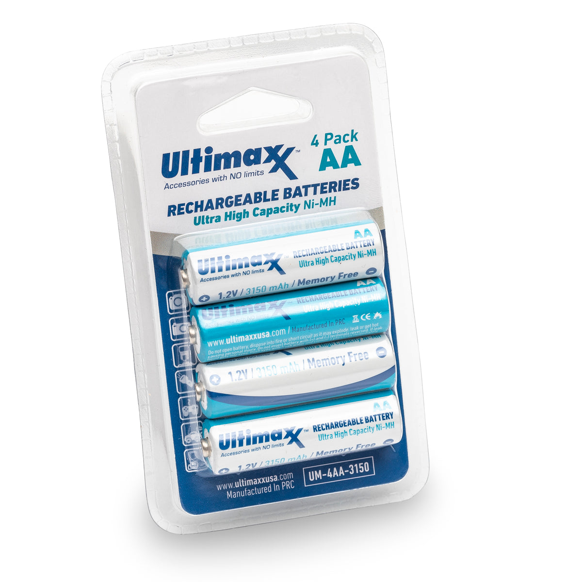 Ultimaxx 4AA NIMH Rechargeable Batteries 3150 mah