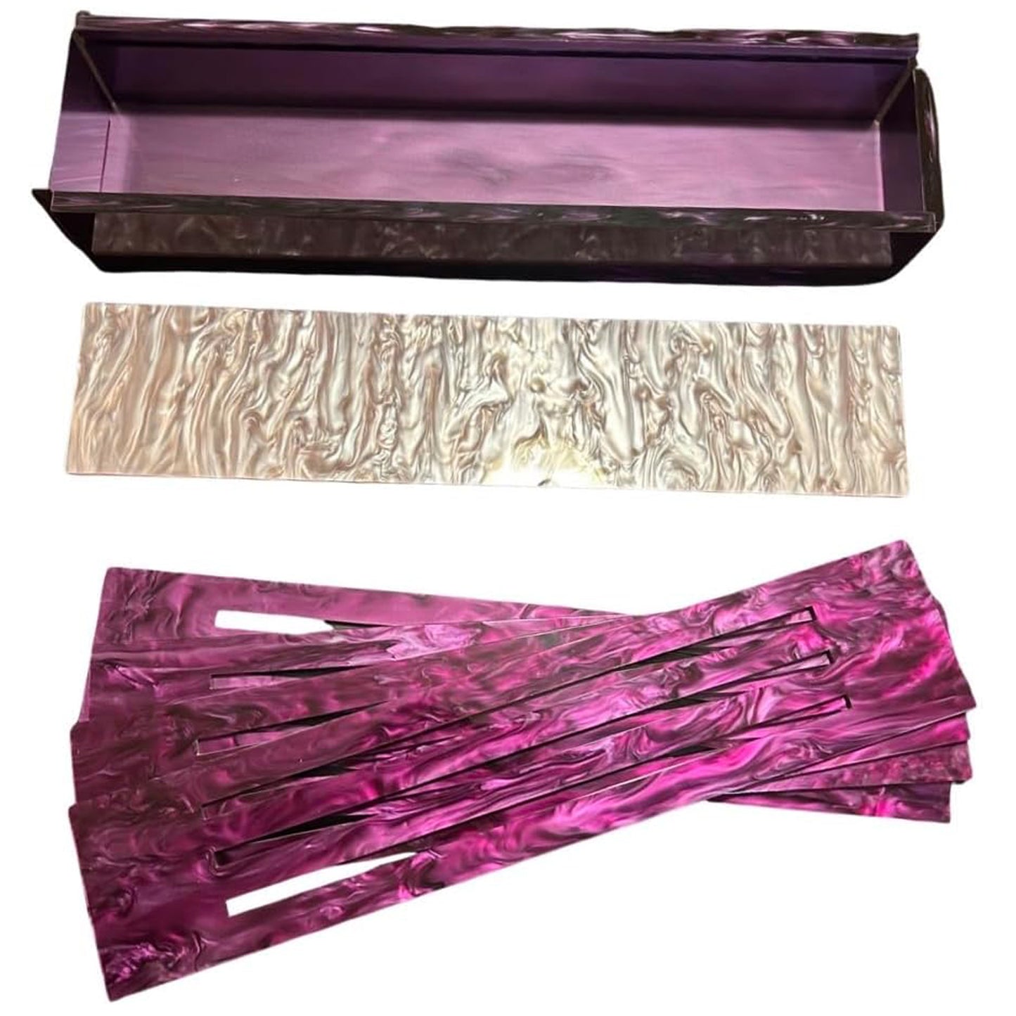 Ready Covers Lucite Rumikub Premium Set - Tiles, Holders, and Storage Acrylic Box Included (Purple Marble w Pink Marble)