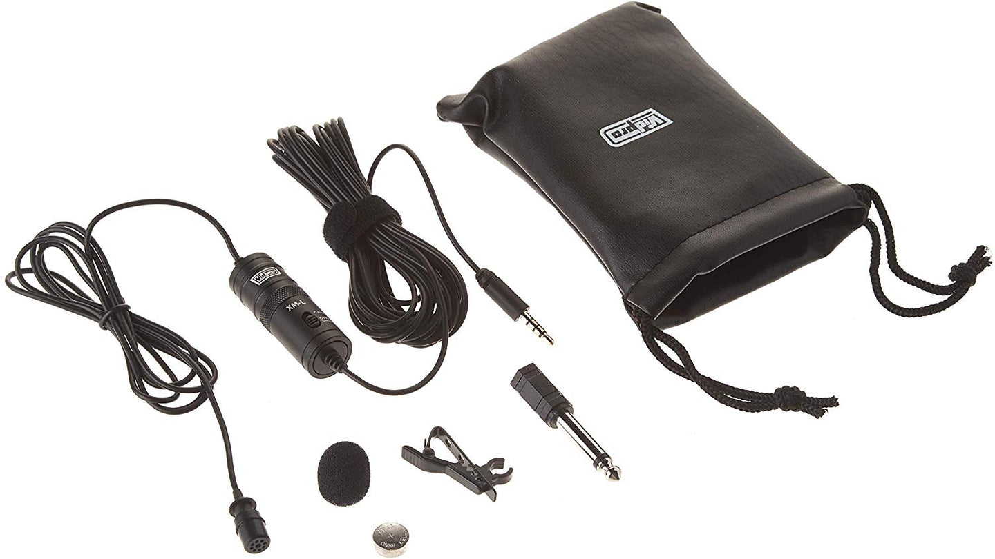 Vidpro XM-L Lavalier Condenser Microphone for DSLRs, Camcorders & Video Cameras 20' Audio Cable
