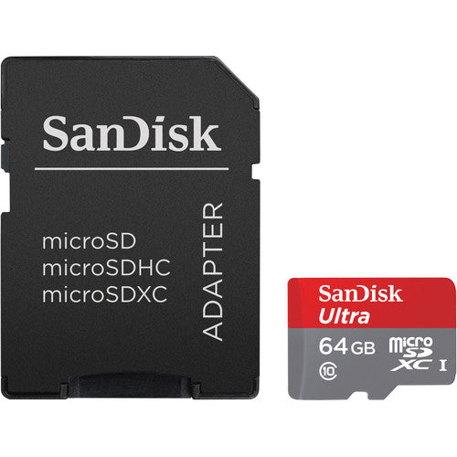 Sandisk Ultra 64GB Micro SDXC UHS-I Card with Adapter - 100MB/s U1 A1 - SDSQUAR-064G-GN6MA