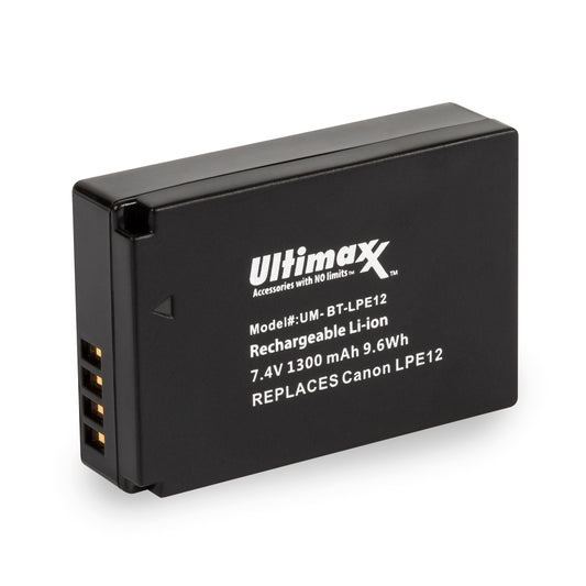 ULTIMAXX Replacement Battery for Canon LPE12 - 1300 mah