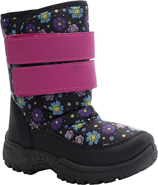 AQUAKIX Black Floral Print Snow Boots (T8)