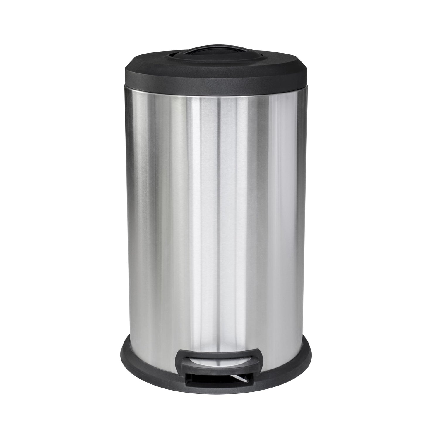 Premium Stainless Steel Trash Compression System Garbage Bin Wastebasket - 40L Removable Inner Bin - Foot Pedal Opening - Simply Push Down Lid Handle To Easily Compact Your Trash and Instantly Creates More Room! Lid Can Remain Standing In the Open Positio