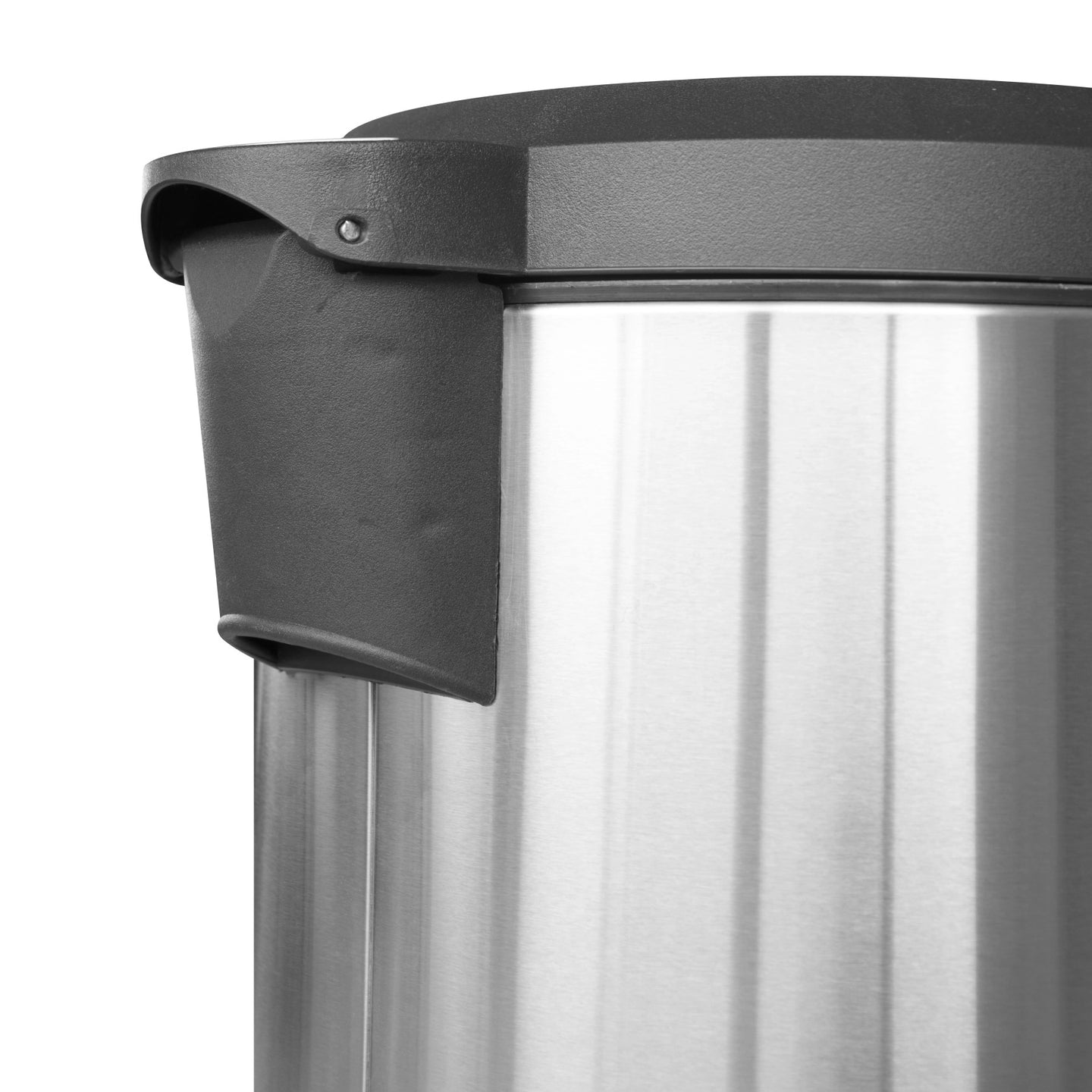 Premium Stainless Steel Trash Compression System Garbage Bin Wastebasket - 40L Removable Inner Bin - Foot Pedal Opening - Simply Push Down Lid Handle To Easily Compact Your Trash and Instantly Creates More Room! Lid Can Remain Standing In the Open Positio