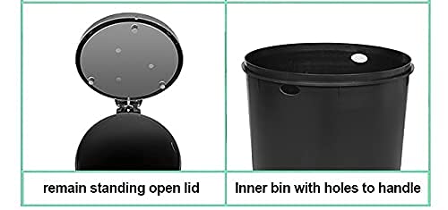Premium Stainless Steel Trash Compression System Garbage Bin Wastebasket - 40L Removable Inner Bin - Foot Pedal Opening - Simply Push Down Lid Handle To Easily Compact Your Trash and Instantly Creates More Room! Lid Can Remain Standing In the Open Positio