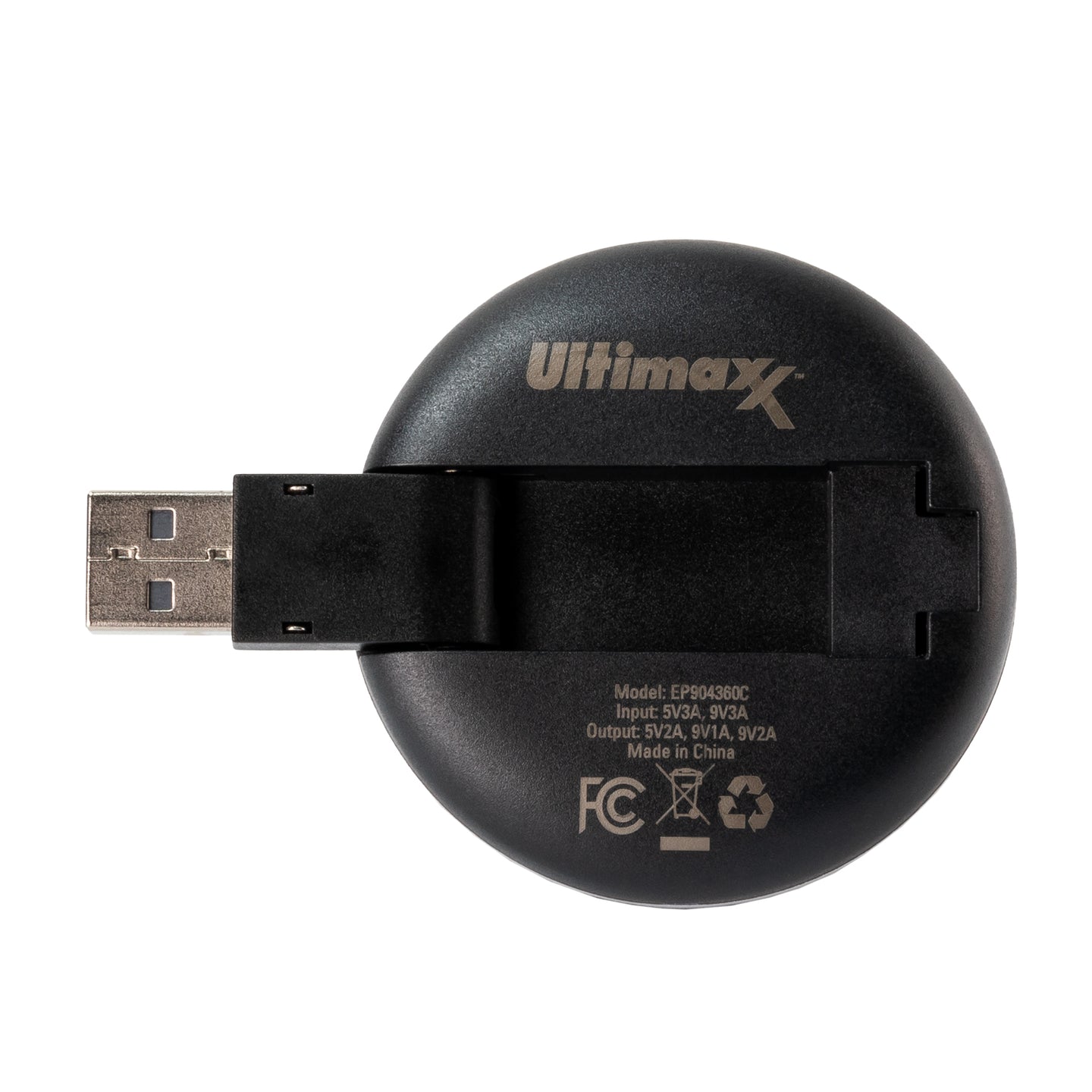 Ultimaxx Wireless Qi Fast Charger (WAFR/Ultimaxx) with Built-in USB-A Plug, 2ft USB-C to USB-A Cable