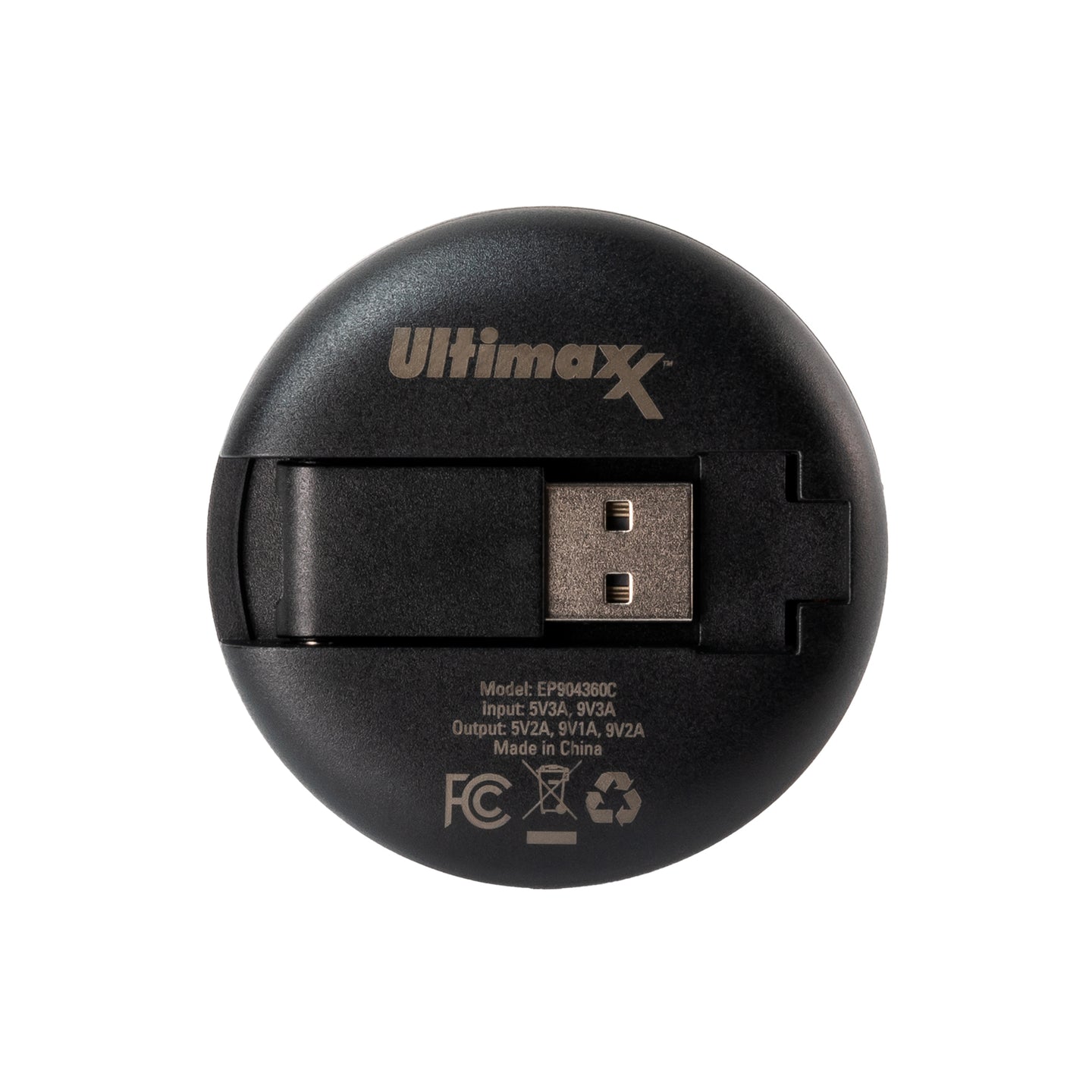 Ultimaxx Wireless Qi Fast Charger (WAFR/Ultimaxx) with Built-in USB-A Plug, 2ft USB-C to USB-A Cable