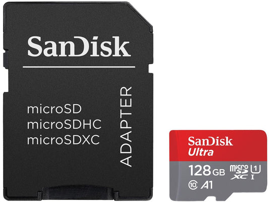 SanDisk Ultra microSD 128GB (microSDXC A1 UHS-I/U1 Class 10 120MB/s) Memory Card with SD Adapter