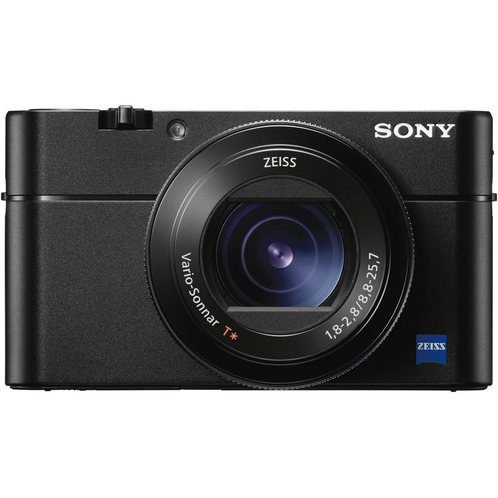 Sony digital camera with Zeiss lens on a white background
