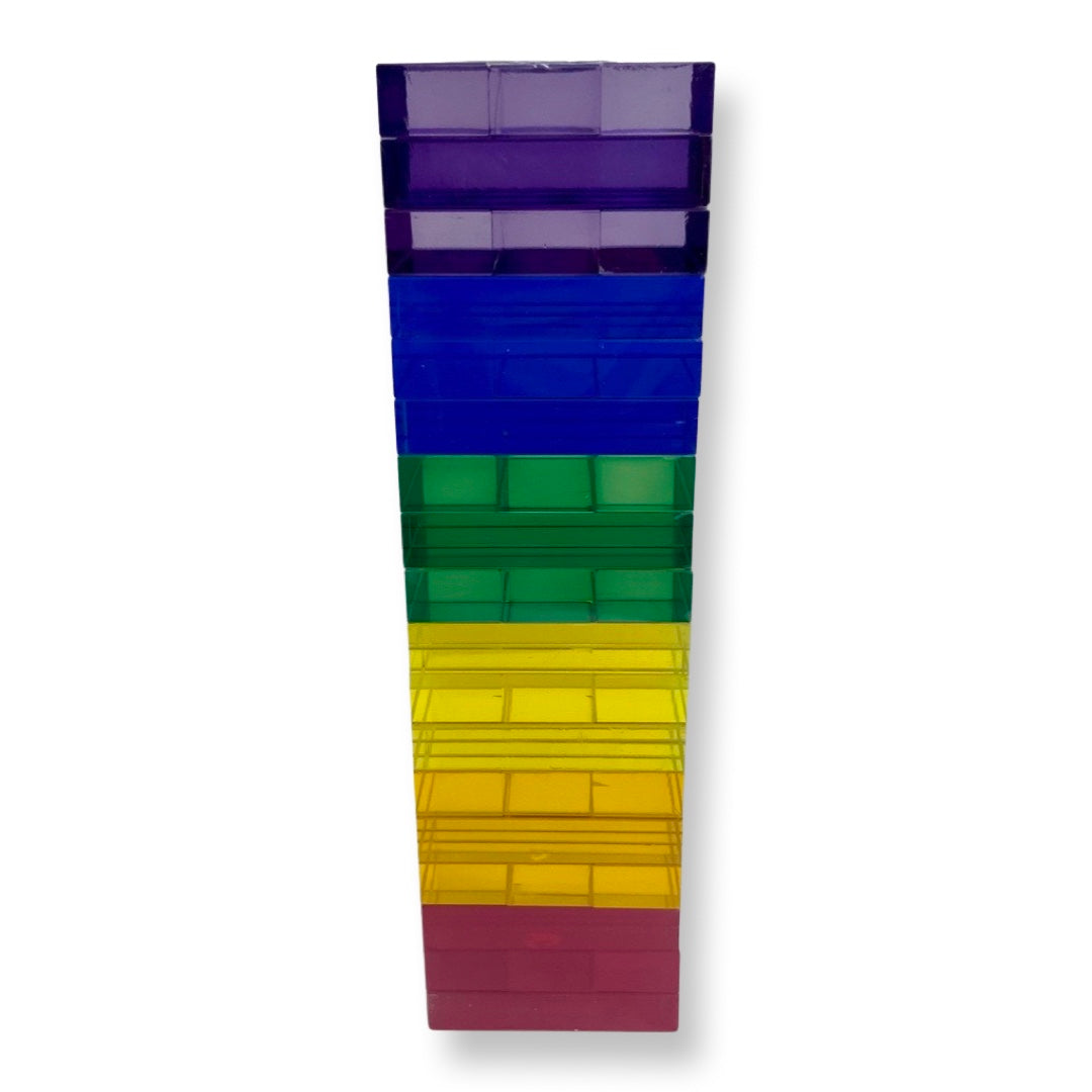 JENGA - CLEAR w/ MULTI COLOR CUBES