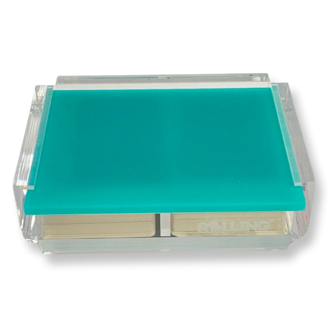 CARD HOLDER - BRIDGE SIZE, CLEAR/TURQ TOP, WHITE CARDS