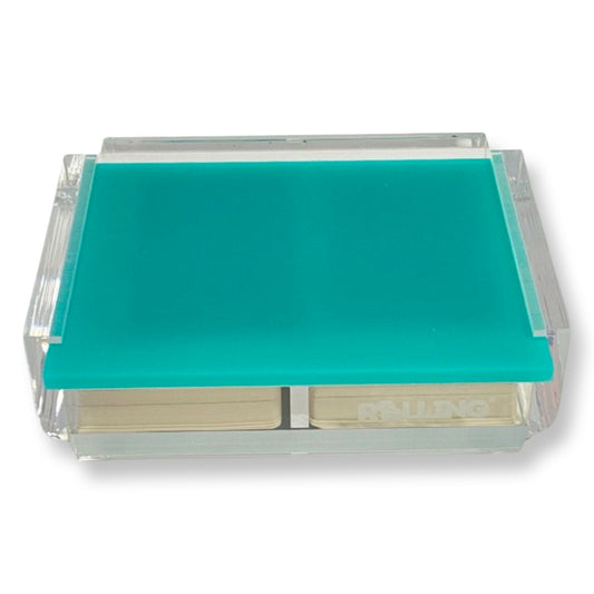 CARD HOLDER - BRIDGE SIZE, CLEAR/TURQ TOP, WHITE CARDS