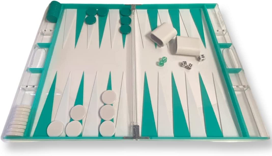 Lucite Acrylic Backgammon Set (Clear Turqouise)