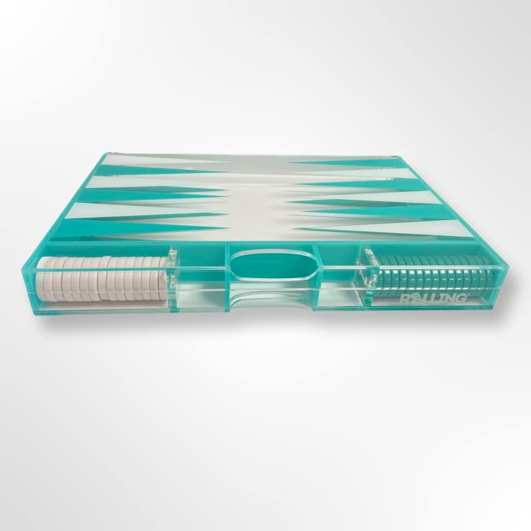 Lucite Acrylic Backgammon Set (Clear Turqouise)