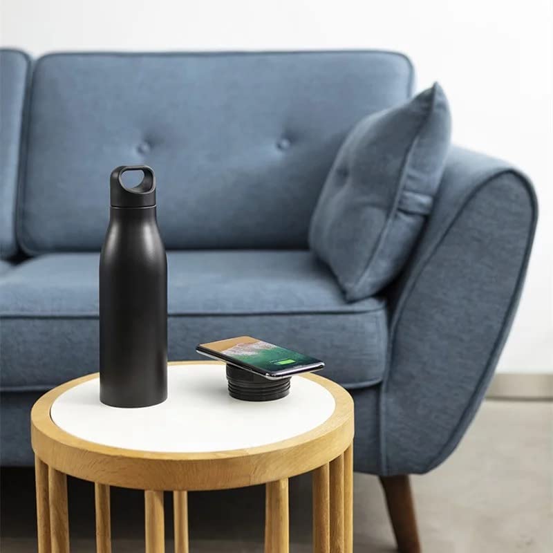 Aluminum Insulated Water Bottle w/ Power Bank - Black