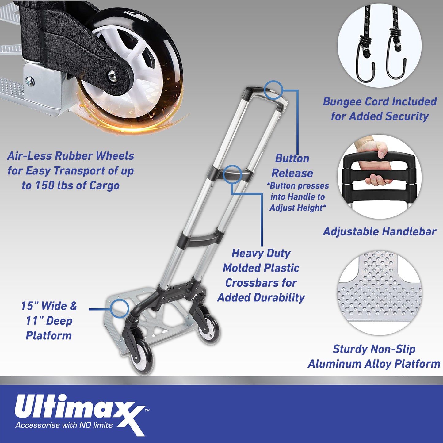 Ultimaxx Folding Heavy Duty Cart with Bungee Cord