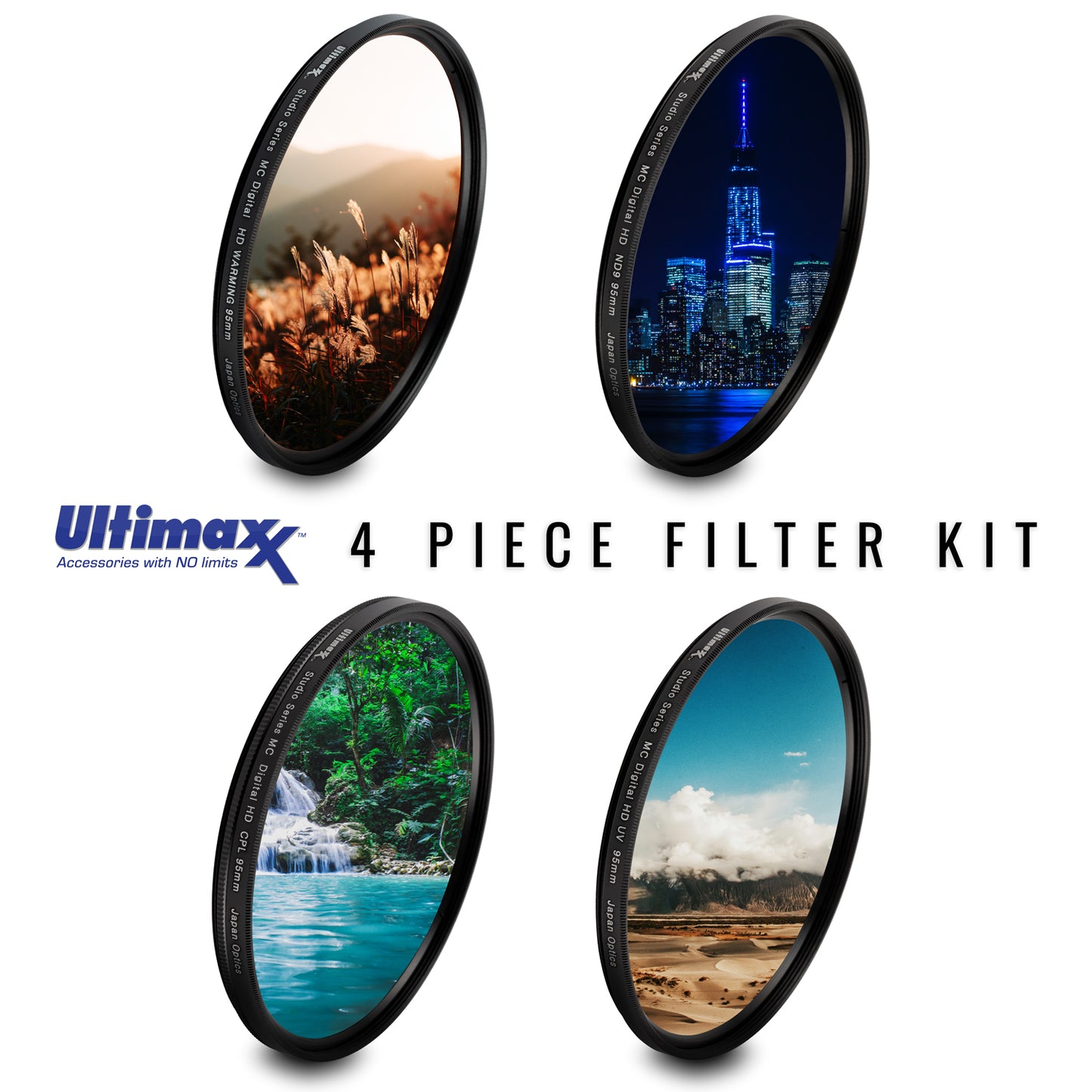 ULTIMAXX 4 Piece Multi Coated HD Filter Kit 105mm (UV, CPL, Warming, ND9)