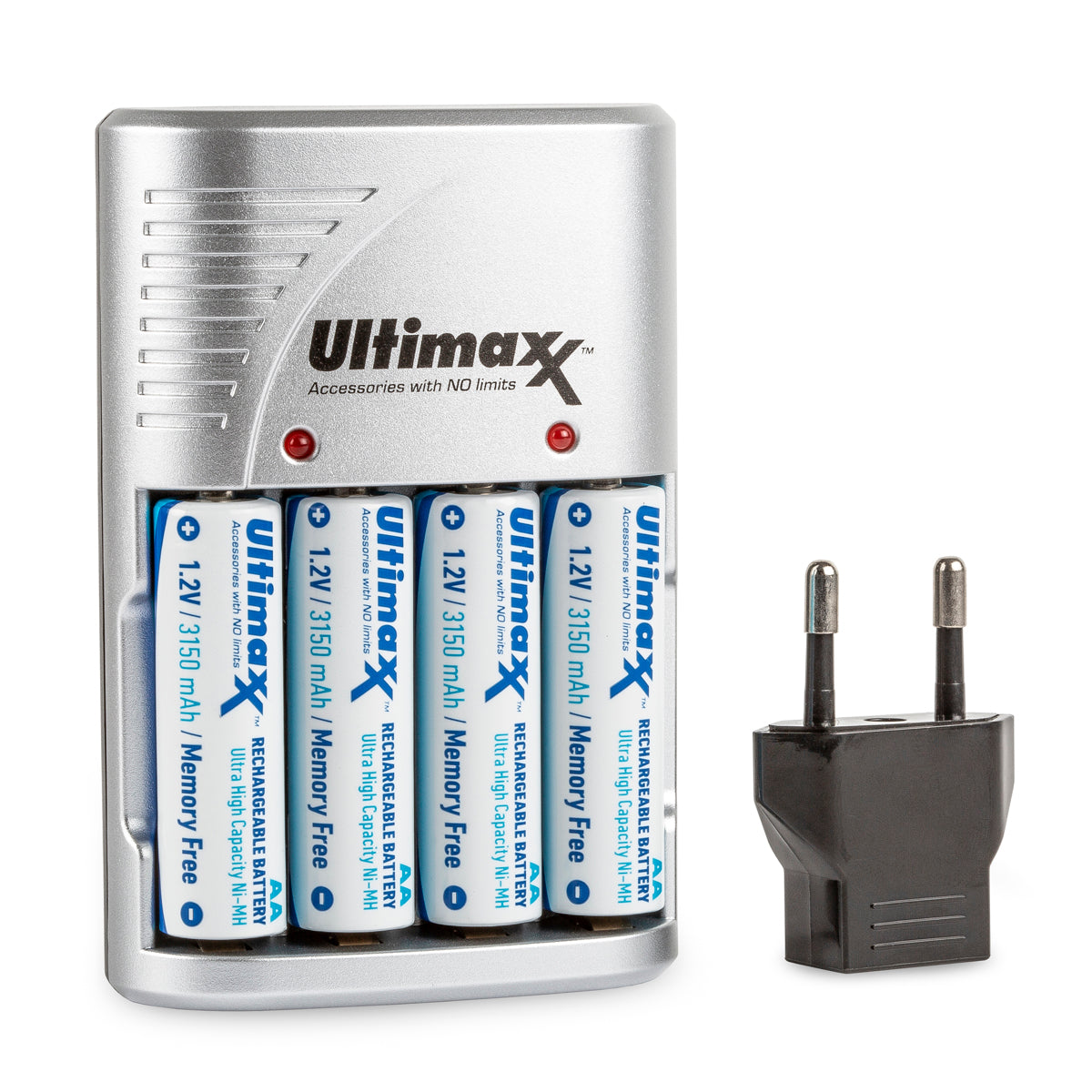 ULTIMAXX 4AA NIMH Rechargeable Batteries (Battery) 3150 mah with Charger