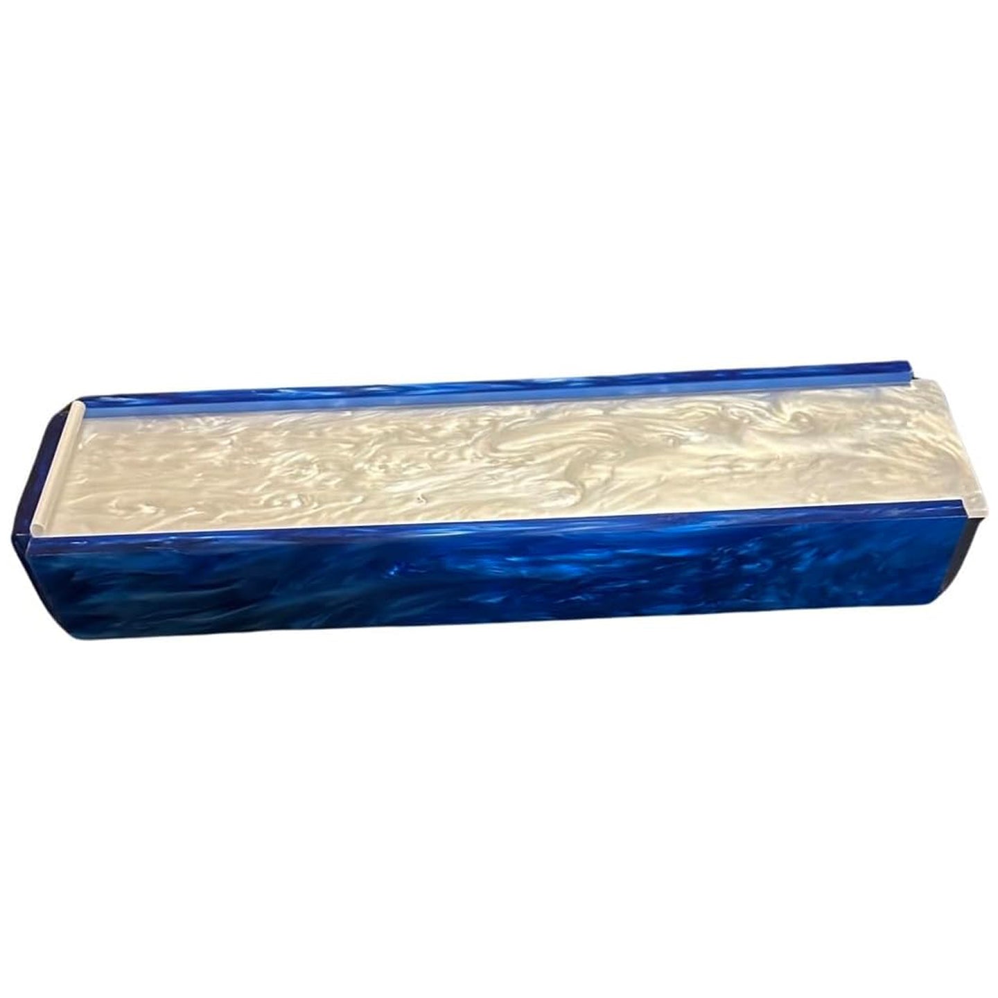 Ready Covers Lucite Rumikub Premium Set - Tiles, Holders, and Storage Acrylic Box Included (Blue Marble w White Marble)