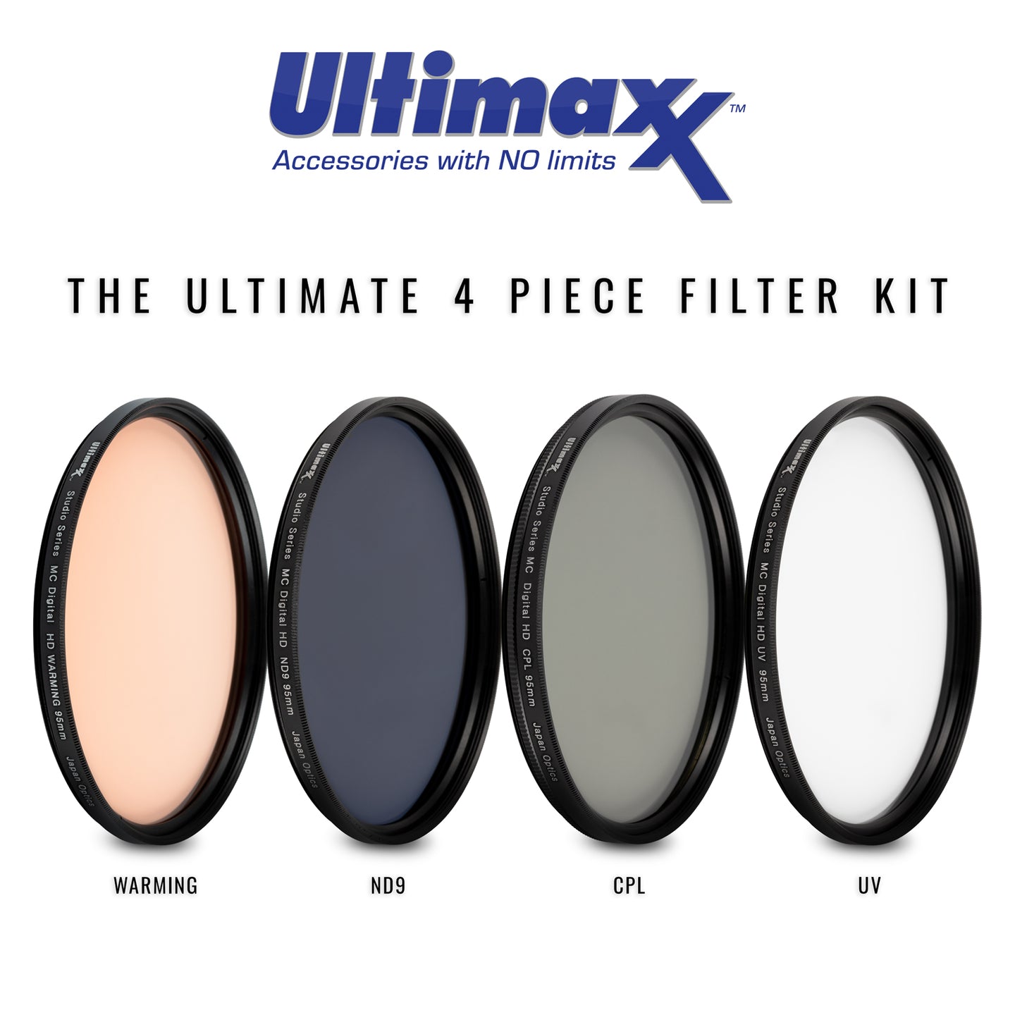 ULTIMAXX 4 Piece Multi Coated HD Filter Kit 105mm (UV, CPL, Warming, ND9)